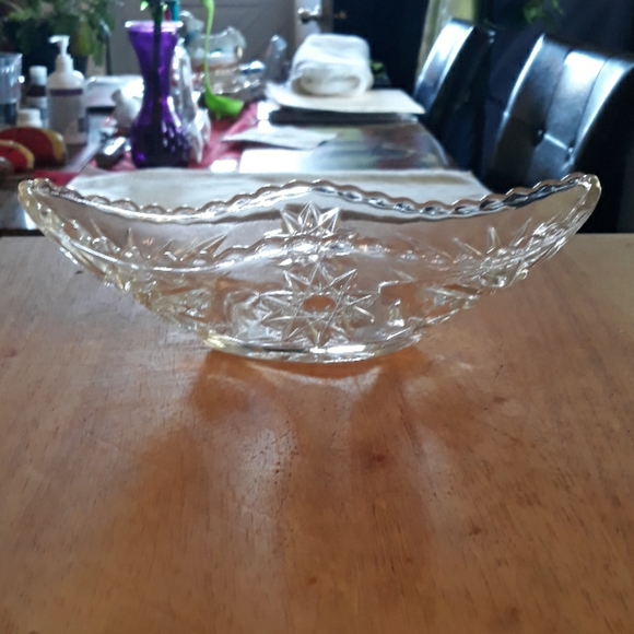 Two etched star design glass banana split boats - Picture 2 of 8